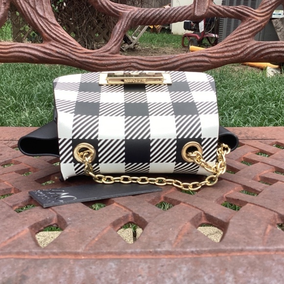 NWT Zac Zac Posen Leather Mini Eartha Crossbody Gingham Print Bag - Picture 9 of 11